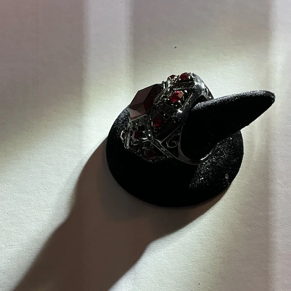 Neiman Marcus Silver Ring with Red Gemstones